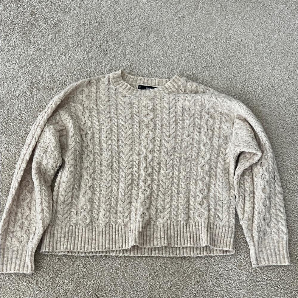 Mango Cable-Knit Crewneck Sweater